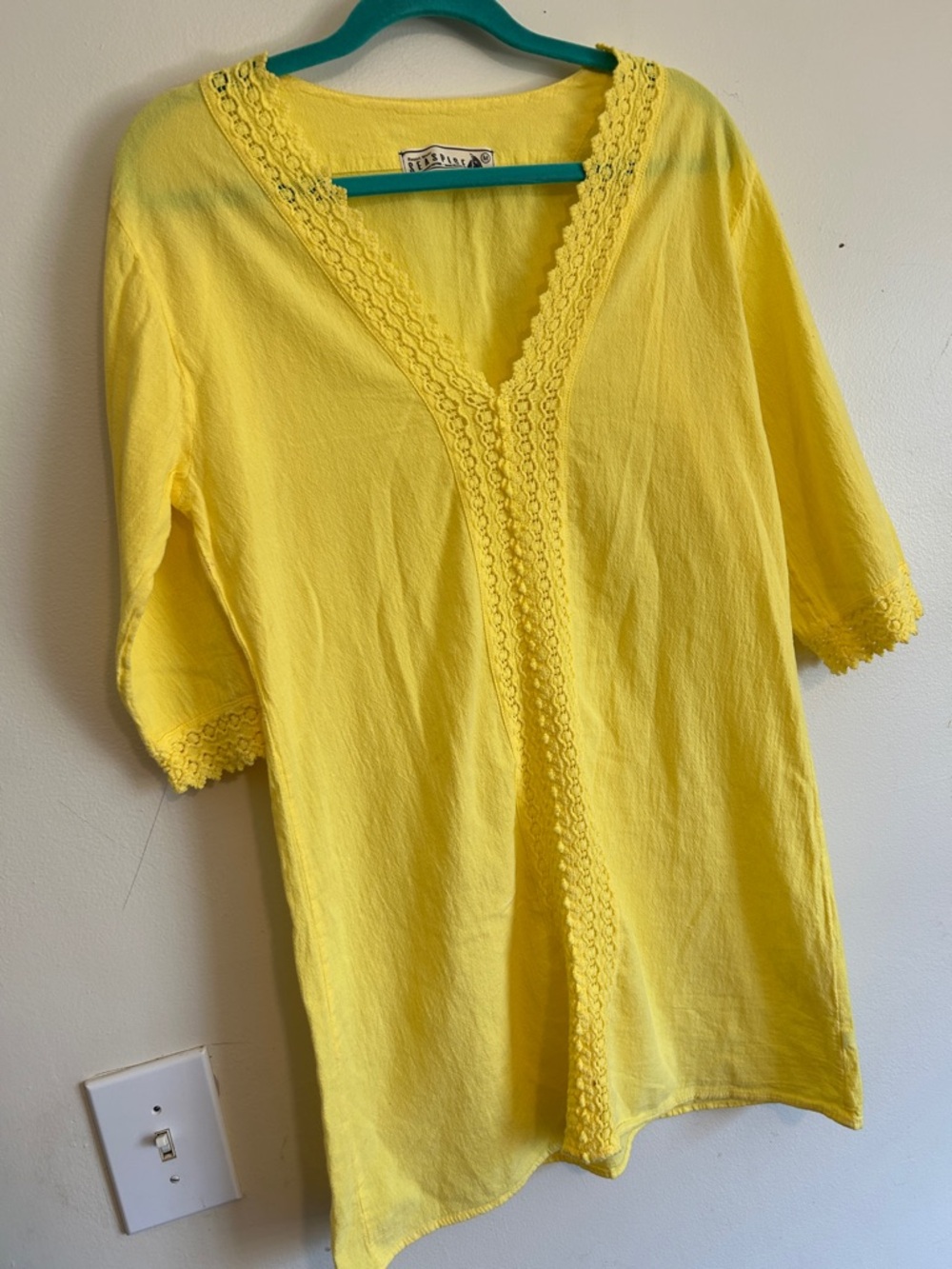 Seaspice 100% Peruvian Cotton V-Neck Mini Dress/ Coverup in Bright Yellow